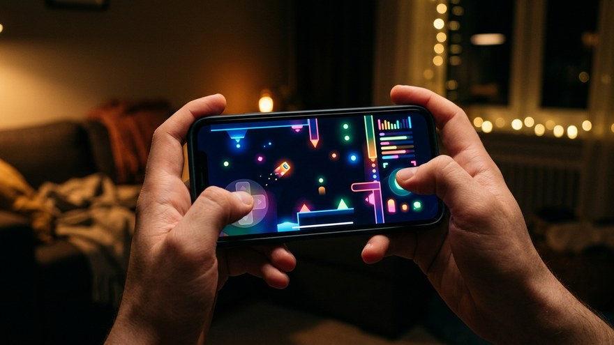Telefon ekranında açık Slotime oyun arayüzü ve dokunmatik yön tuşları